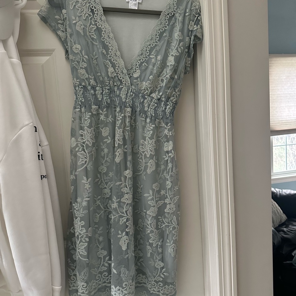 Elegant Lace Dress in Light Mint Blue